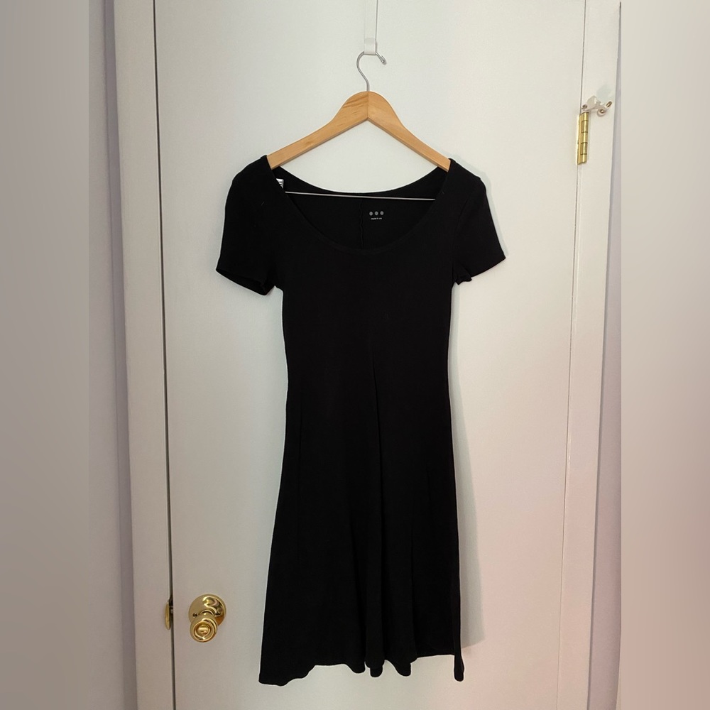 Three Dots scoop neck little black tee shirt dress